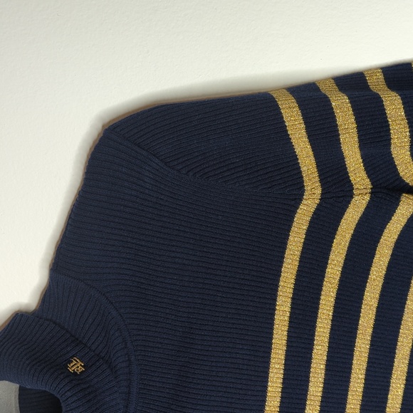 Ralph Lauren sweater gold & blue striped turtleneck size XL - Picture 4 of 16